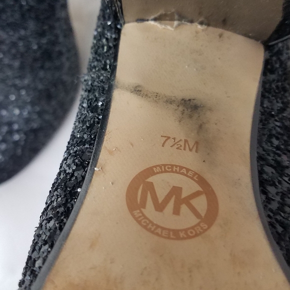 Michael Kors Black Glitter Block Heel Bootie 7.5 - Picture 5 of 10